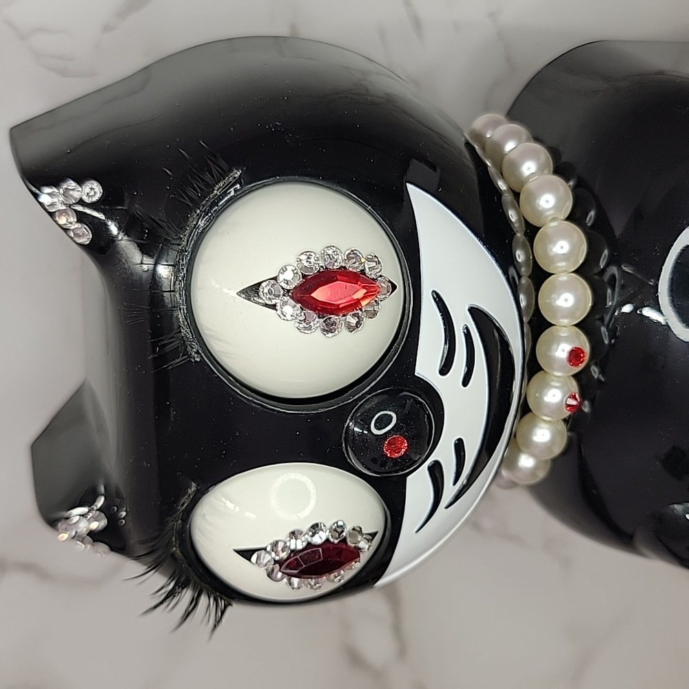 Black Jeweled Lady Kit-Cat Klock clock with red tail SUPER RARE - Picture 4 of 12